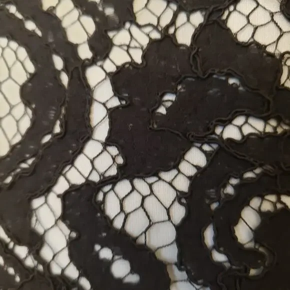 Calvin Klein Black White Sleeveless Lace Overlay Cocktail Party Dress | SZ 16W - Picture 7 of 13